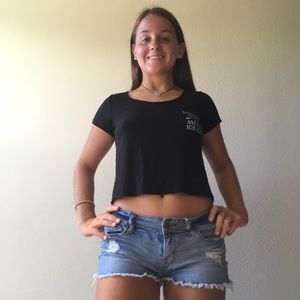 Never try/never know black cropped shirt